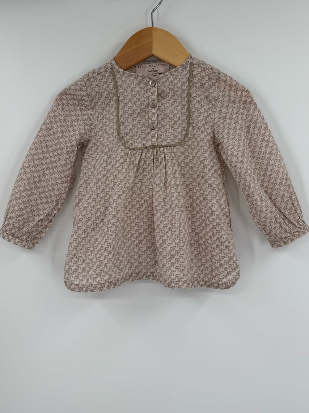 Stella McCartney for babyGap I Love You Print Bib Top | Beige | Toddler 12-18M